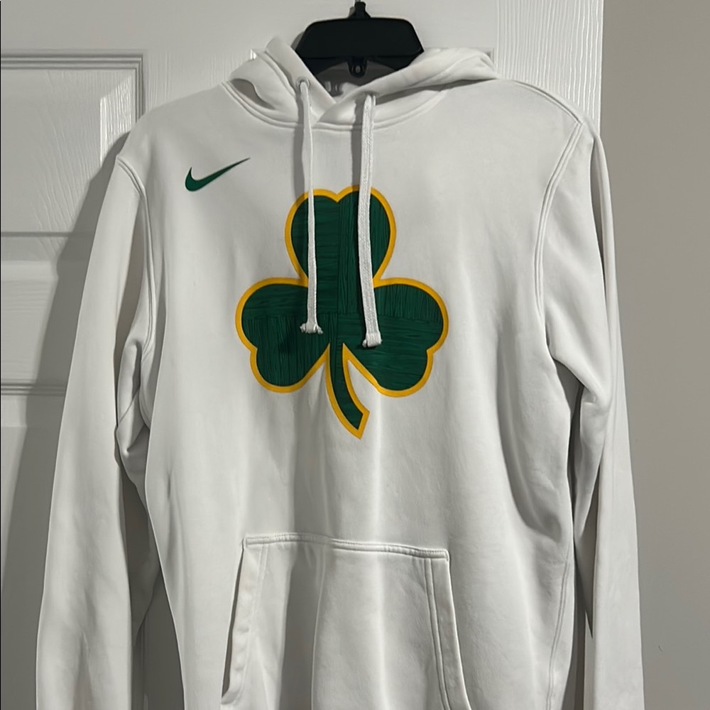 Nike White Hoodie with Green Shamrock
